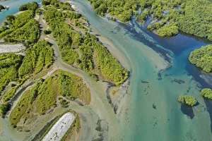 Channels of Clutha River entering Lake Dunstan, Central Otago, South Island, New Zealand