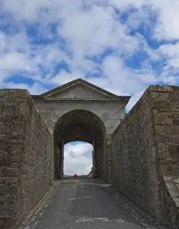 Co Cork Prints: Charles Fort entrance into the 17th Century walled fort outside Kinsale with a bright blue sky