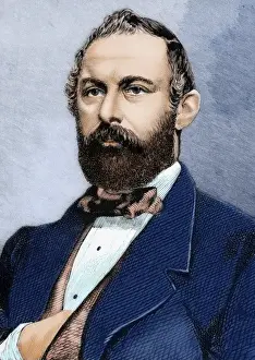 Bow Tie Prints: Charles XV (1826-1872). King of Sweden and Norway (1859-1872). Colored engraving