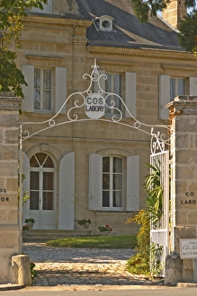 Wine Country Prints: Chateau Cos Labory in Saint St Estephe, wrought iron entrance gate to the park and garden