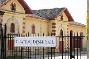 Images Dated 10th August 2015: Chateau Desmirail, 3e third Cru Classe in Margaux, Medoc, Bordeaux, winery building sign