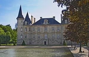 The Chateau Pichon Longueville Baron and pond Pauillac Medoc Bordeaux Gironde Aquitaine