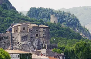 Images Dated 14th May 2004: The Chateau de Tournon in the town Tournon and in the background a tower in ruins