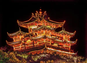 Illuminated Prints: Chenghuang Pavilion, Hangzhou, Zhejiang, China