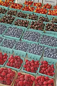 South Haven Prints: Cherries blueberries strawberries at farmers market in South Haven Michigan