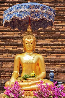 Tom Haseltine Prints: Chiang Mai, Thailand. Wat Chedi Luang. Buddha statue