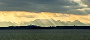 Sunray Prints: Chiemsee, Germany, sunrays through clouds