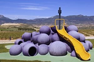 Childrens play structure made to look like purple grapes at the Museo de la Cultura del Vino