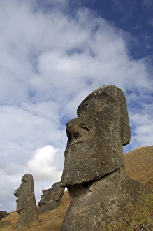 Chile, Easter Island (aka Rapa Nui). Rano Raraku, the main rock quarry for the great