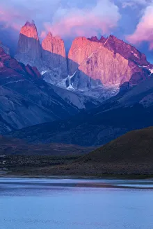 Jim Zuckerman Prints: Chile, Patagonia. Sunrise on mountains in Torres del Paine National Park