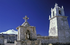 Andres Morya Hinojosa Prints: Chile, Tarapaca, Las Vicunas National Reserve. Aymara Church of Guallatiri