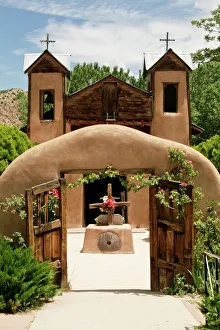 Bell Tower Prints: Chimayo, New Mexico, United States. Holy Santuario. Lourdes of America