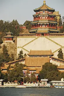 Clear Sky Prints: China, Beijing, Summer Palace, Temple of the Fragrance of Buddha; view of Pagodas