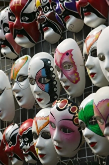 CHINA, Chongqing Province, Chongqing City. Ciqikou Ancient Town- Ciqikou Souvenir Masks