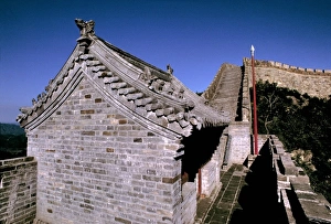 Great Wall Prints: China, Hebei Province, Badaling, The Great Wall. Carved stone creatures decorate
