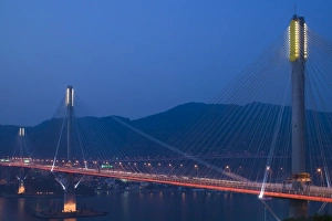 Images Dated 28th February 2008: CHINA, Hong Kong. New Territories, Ting Kau Bridge, links Tsing Yi Island and Ting Kau