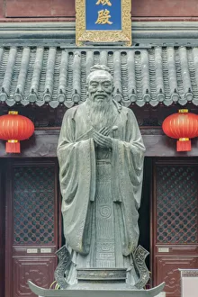 Chinese Prints: China, Jiansu, Nanjing. Confucius Temple (Fuzimiao). This is the largest statue of