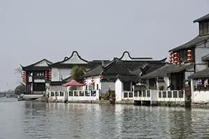 Riverfront Prints: China, outskirts of Shanghai. Ancient water village of Zhujiajiao (aka Pearl Stream)