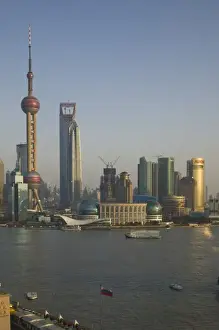 Huangpu River Prints: CHINA, Shanghai. High Angle View of Pudong District / Late Afternoon