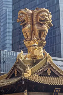 Architecture Prints: China, Shanghai. Jing an Temple roof detail