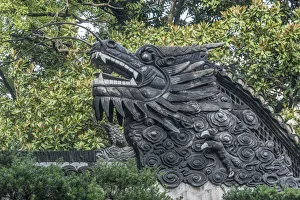 Shanghai Prints: China, Shanghai. Yu Garden dragon