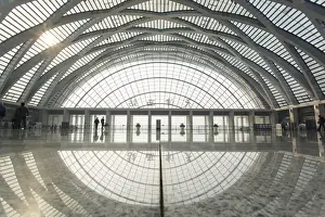 Shining Prints: China, Tianjin, Reflections inside cavernous and nearly empty interior of newly built