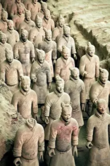 Chinese Prints: China, Xi an, Qin Shi Huang Di Mausoleum with Terracotta warriors