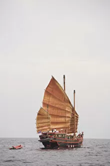 Chinese Junk style sailing boat, Similan Islands, Marine National Park near Phuket, Thailand, S