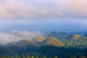Filipino Prints: Chocolate Hills in morning mist, Bohol Island, Philippines