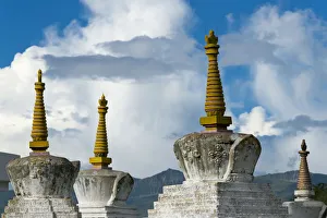 Tibetan Prints: Chortens of Tagong Monastery, Tagong, western Sichuan, China