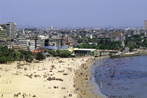 Population Prints: Chowpatty Beach and the city of Mumbai Bombay, India