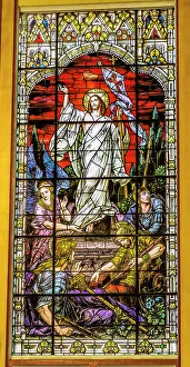 Basilica Prints: Christ the Victor Resurrection stained glass Gesu Church