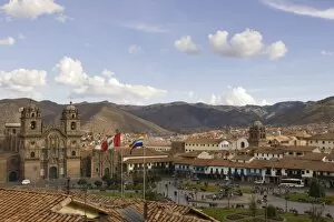 Christian Cathedral and gardens in Plaza de Armas, Cuzco, Peru. Cuzco city is a