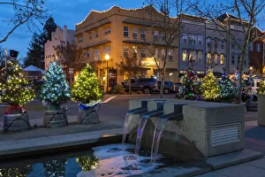 Festive Prints: Christmas decorations on the main street of Windsor, California