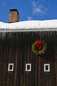 Wreath Prints: A christmas wreath on a barn in Grafton, Vermont
