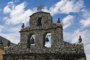 Venezuela Prints: Church bell tower in the mountain, Merida State, Venezuela