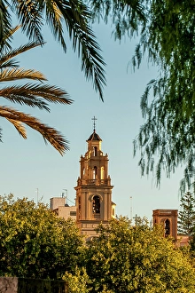Bell Tower Prints: Church bell tower on the skyline, Valencia, Spain