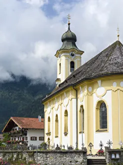 Chiemgau Prints: Church Sankt Remigius. Village Schleching in the Chiemgau in the Bavarian alps