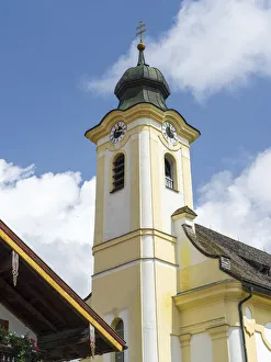 Images Dated 30th March 2021: Church Sankt Remigius. Village Schleching in the Chiemgau in the Bavarian alps