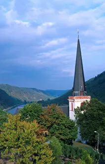 Images Dated 1st December 2005: Church steeple along the Mosel River valley near Kloten Germany