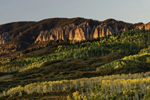 Cimarron range at sunset in autumn, San Juan Mountains, eastern Ouray County, Colorado