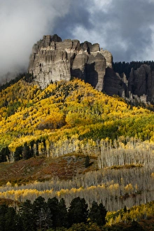 Images Dated 30th September 2016: Cimarron range at sunset in autumn, San Juan Mountains, eastern Ouray County, Colorado