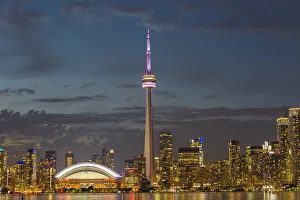 Cityscape Prints: City skyline at dusk, Toronto, Ontario, Canada