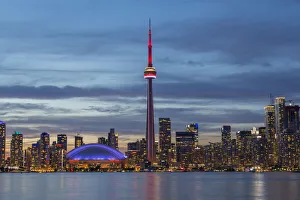 Skyline Prints: City skyline at dusk, Toronto, Ontario, Canada