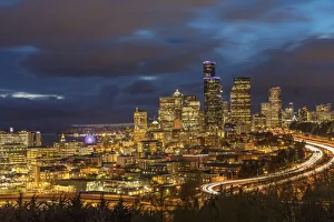 Seattle Prints: City skyline from Jose Rizal Park in downtown Seattle, Washington State, USA