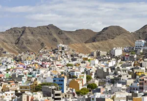 City view. City Mindelo, a seaport on the island Sao Vicente, Cape Verde. Africa