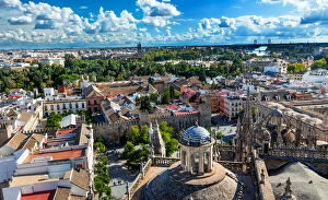 Spain Gallery: Cityscape, City View, from Giralda Spire, Bell Tower, Seville Cathedral, Andalusia Spain