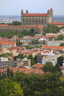 Slovakia Prints: Cityscape dominated by Bratislava Castle, Slovakia