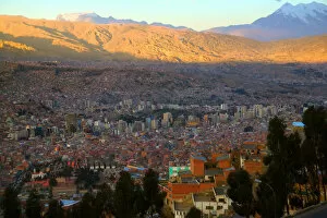 Cityscape of La Paz with Andes Mountain, Bolivia