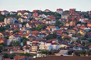 Cityscapes Collection: Cityscape of red roof houses, Pristina, Kosovo